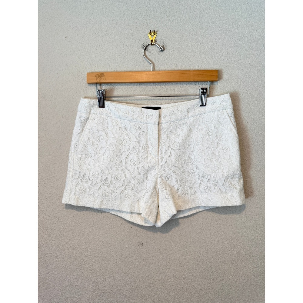 Cynthia Rowley Womens White Floral Lace Dressy Shorts Size‎ 8 Mid Rise Lined